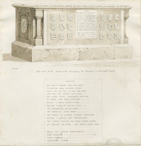 Hrobka v kostele Biddulph - "William Bowyer": sépiová kresba, 1837 od Unbekannt