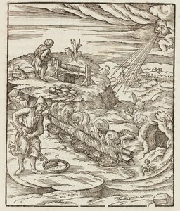 Traitement du bismuth - Gravure extraite de Description des minerais et des Principles methodes d