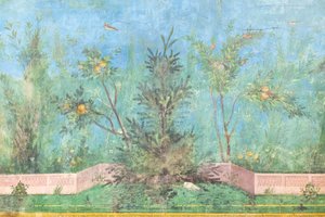 Triklinium domu Livia, freska, 20 - 10 př.nl, Národní muzeum Říma (museo nazionale romano), Řím, Itálie od Unbekannter Künstler