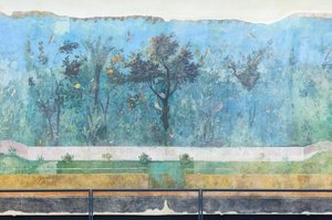 Triklinium domu Livia, freska, 20 - 10 př.nl, Národní muzeum Říma (museo nazionale romano), Řím, Itálie od Unbekannter Künstler