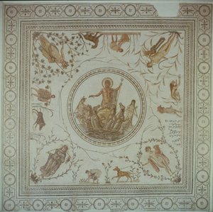 Triumf Neptuna a čtyř ročních období, římský, z La Chebba, 4. století našeho letopočtu (mozaika) (podrobnosti viz 104354) od Unbekannt