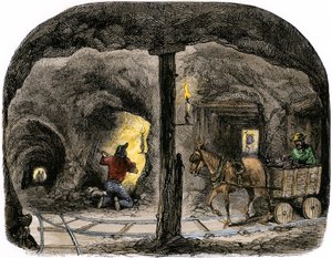 Tunel v kalifornském dole od Unbekannter Künstler