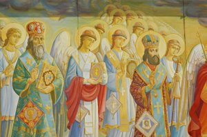 Ukrajina, Kyjev, pravoslavný klášter sv. Michala (orig1108, rekonst. 2001), vnější freska od Unbekannt