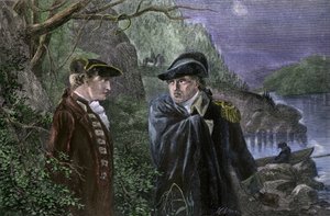 Válka za nezávislost Spojených států amerických (1775-1783): Benedict Arnold (1741-1801) zradil svou vlast slibem, že předá West Point Anglii, červenec 1780. Arnold nabídl, že pevnost vrátí Britům za 20 000 liber a hodnost brigadýra. Co od Unbekannter Künstler