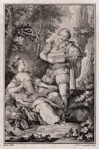 Scéna bez názvu, Paříž 1766 (rytina) od Unbekannter Künstler