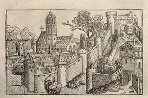 Pohled na starověké město Alexandrie z knihy rytin s názvem „Liber Chronicarum“ od H. Schedela od Unbekannter Künstler