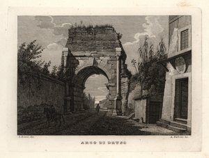 Pohled na oblouk Drusus, Arco di Druso, Řím od Unbekannt
