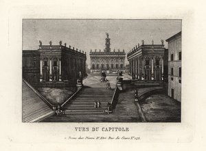 Pohled na Capitoline Hill. Piazza del Campidoglio, Palazzo Senatorio, Řím. od Unbekannt