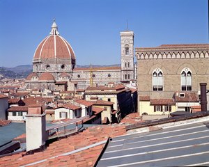 Pohled na katedrálu, Campanile a Orsanmichele (foto) od Unbekannt