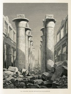 Pohled na Velkou Hypostyle Hall v Karnak v Egyptě Ilustrace z Atlasu Egypta od Unbekannter Künstler