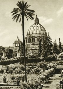 Pohled na vatikánské zahrady a baziliku svatého Petra (San Pietro) v Římě od Unbekannt