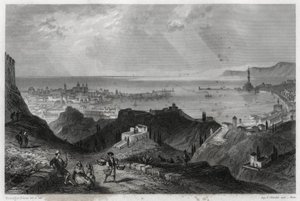 Pohled na město a přístav Genes, citáty o eklatantu, mramorové město Genes-la-Superb v knize o Středozemí od Louise Enaulta (1824-1900), francouzského novináře a cestovatele. od Unbekannt