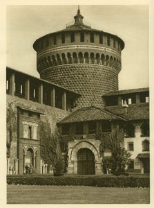 Pohled na nádvoří Castello Sforzesco (hrad rodiny Sforza) v Miláně od Unbekannt