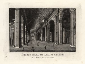 Pohled na interiér baziliky svatého Petra, Basilica Sancti Petri, Řím od Unbekannt