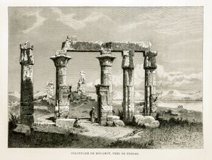 Pohled na ruiny chrámu Medamot poblíž Théb, Egypt Ilustrace z Atlasu Egypta od Unknown