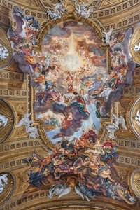 Pohled na klenbu lodi s „Triumfem ve jménu Ježíše“, kostel Gesù, Řím, Itálie (foto) od Unbekannter Künstler