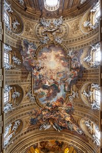 Pohled na klenbu lodi s „Triumfem ve jménu Ježíše“, kostel Gesù, Řím, Itálie (foto) od Unbekannter Künstler