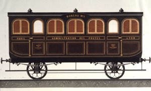 Poštovní vůz, asi 1850 (rytina) od Unbekannter Künstler