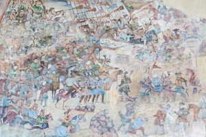 Nástěnné malby na portálu Qeysarieh, náměstí Naqsh-e Jahan Imam, Esfahan, Írán (freska) od Unbekannter Künstler