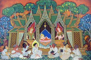 Thajský buddhistický chrám Wat Ananda Metyarama. Narození Siddhartha Gautama (běžně známý jako Buddha), 20160818, Singapur, Singapur od Unbekannt