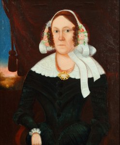 Žena s květinovým kloboukem 1825 (olej na plátně) od Unbekannter Künstler