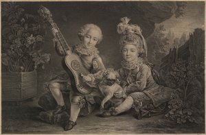 Malé děti si hrají, Paříž, cca 1775 (rytina) od Unbekannter Künstler