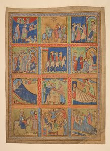 F. 1: Série 24 miniatur ze života Kristova; Sedm výstřižků z iluminovaných rukopisů. 12. století-15. století Sedm výstřižků z iluminovaných rukopisů. 12. století-15. století od Unbekannter Künstler