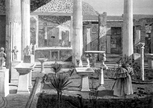 turisté navštěvující ruiny Pompejí na počátku 20. století (kresba) od Unbekannter Künstler