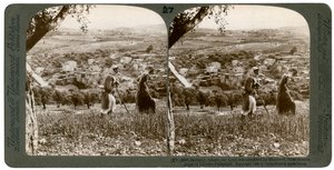 Bethany, jak je vidět z východního svahu Olivetské hory, Palestina, 1899. od Underwood and Underwood