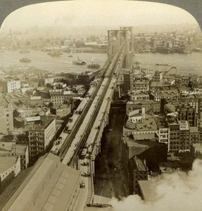 Brooklyn Bridge, New York, USA. od Underwood and Underwood