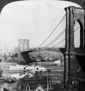 Brooklyn Bridge, New York, USA, počátek 20. století.