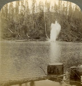 Log flume, Oregon, USA. od Underwood and Underwood
