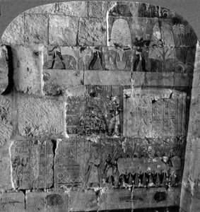 Expedice Queen Makeres do východní Afriky - reliéfy vytesané v Deir-el-Bahri, Théby, Egypt, 1905.