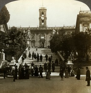 Senátorský palác, Piazza del Campidoglio, Capitoline Hill, Řím, Itálie. od Underwood and Underwood