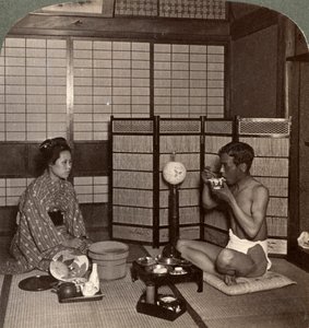 Letní večeře v hotelu, Hirošima, Japonsko, 1904 od Underwood and Underwood