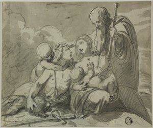 Svatá rodina s Warrior Saint od Unknown