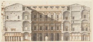 Část křídel a převýšení zdi na nádvoří, Palazzo Farnese, Řím od Unknown