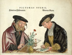2 umělci, kteří ilustrovali knihu, Albert Meyer a Veit Rudolph Speckle, „“ De Historia Stirpium commentarii insignia,...““ od Leonharta Fuchse od Unknown artist