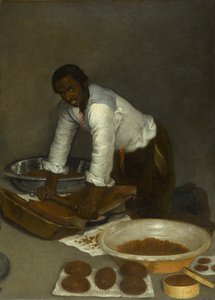 Muž škrábal čokoládu, cca 1680-1780 (olej na plátně) od Unknown artist
