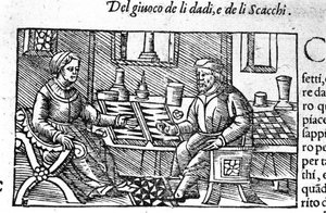 Pár hrající v kostky. Rytina podle „Historia de gentis septemtrionalis“ od Olause Magnuse, Řím 1560. od Unknown artist