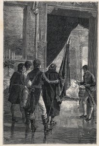 Deputace Carbonari, nacionalistické tajné společnosti, je představena Ferdinandovi I. ze Dvou Sicílií (dříve Ferdinand IV. Neapolský) 1820 od Unknown artist
