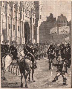 Skupina socialistů demonstrující proti reformám Ludvíka Napoleona Bonaparte, 1849 na Champ de Mars v Paříži od Unknown