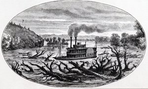 Parník s pádly na horním toku Missouri od Unknown artist