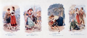 Série vinět ilustrujících operu La Wally (litografie) od Unknown artist