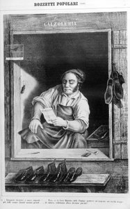 Švec v 19. století: Kdybychom příliš vysoko zdanili podpatky, kolik vysokých mužů by se stalo malými... od Unknown artist