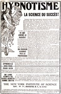 Reklama na knihu hypnózy – v „“Le Petit Journal““ od Unknown artist