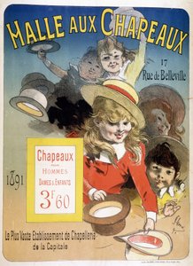 Reklamní plakát na „Halle aux hats“, rue de Belleville v Paříži od Unknown artist