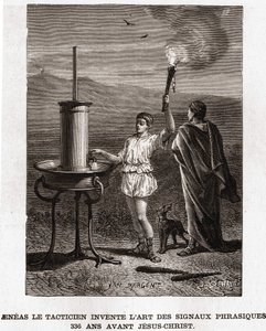 Taktik Aenéas vynalezl umění frázových signálů, 366 př. Kr. Rytina 19. století, sbírka bianchetti od Unknown artist