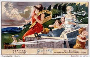 Aesculapus umírá, sestřelen Jupiterem, za vzkříšení mrtvých - Oxo chromolitografie, produkoval Liebig od Unknown artist
