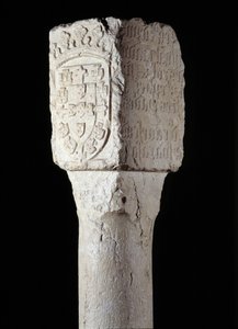 Africké umění: detail sloupu majetku známého jako Saint Augustine erige od portugalského průzkumníka Diogo Cao (nebo Diego Cam) v jižní Angole. 1486. Lisabon, Národní muzeum antického umění od Unknown artist